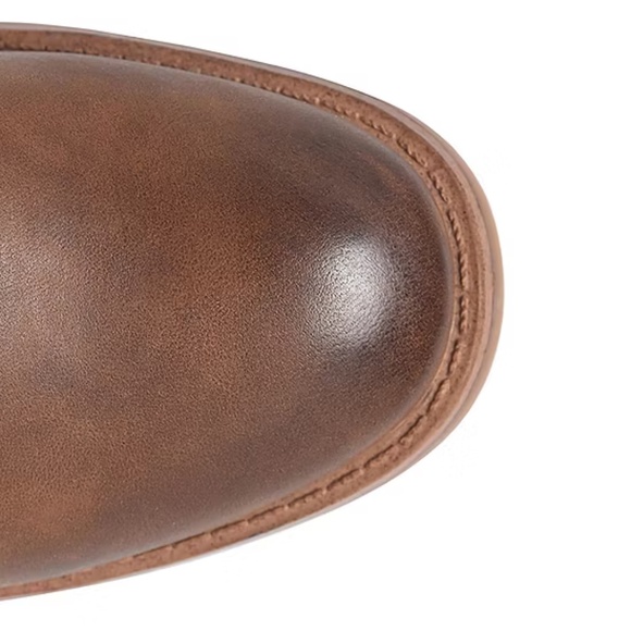 Boots 11 M - BOC Born Brown Faux Leather Stacked Heel Bootie Buckle Straps New - Picture 7 of 7